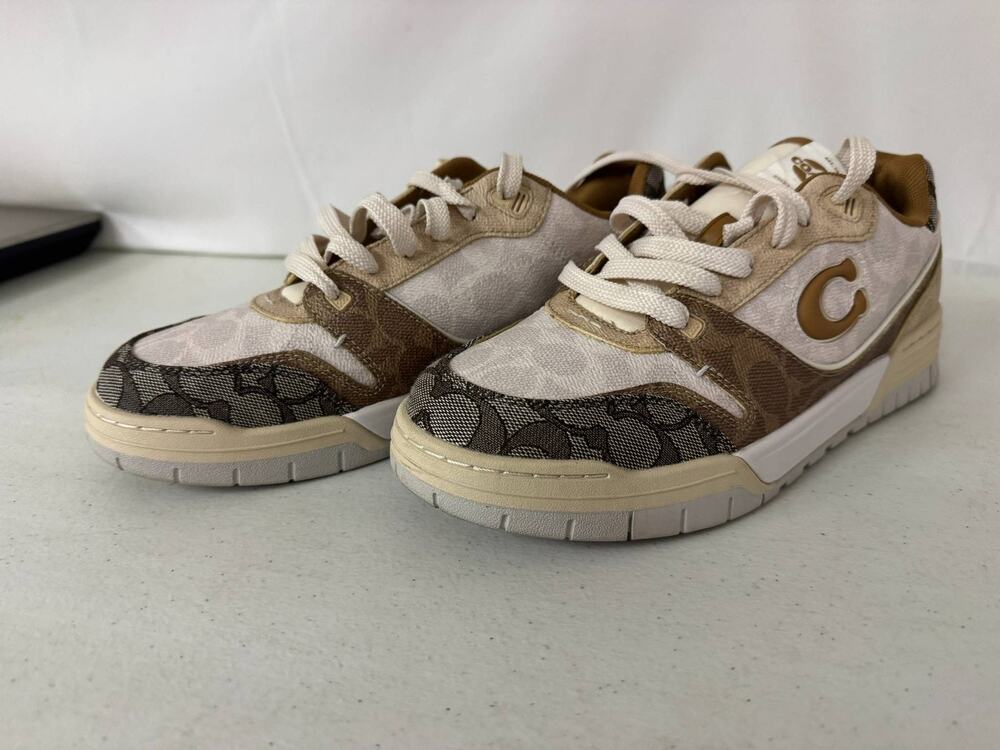 Coach Women's Signature Logo Low Top Sneakers Brown Tan Size 10B